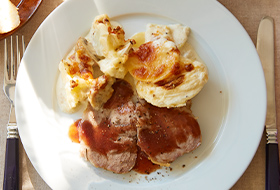 ローストポークとドフィノワ２種